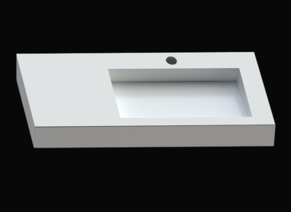 Cristalstone Linea Ideal umywalka z blatem prawa 110x45 cm z odpływem liniowym biały satynowy mat U1100-MBPOLC
