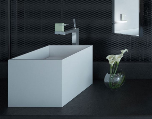 Cristalstone Separado Cubo 35 umywalka stawiana na blat 40x40 cm biały satynowy mat C-35