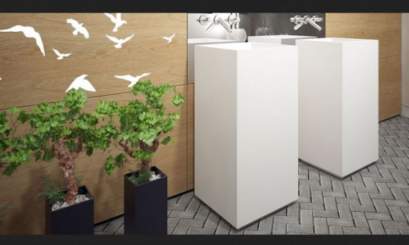 Cristalstone Separado Cubo 85 umywalka wolnostojąca 40x40 cm biały satynowy mat C-85