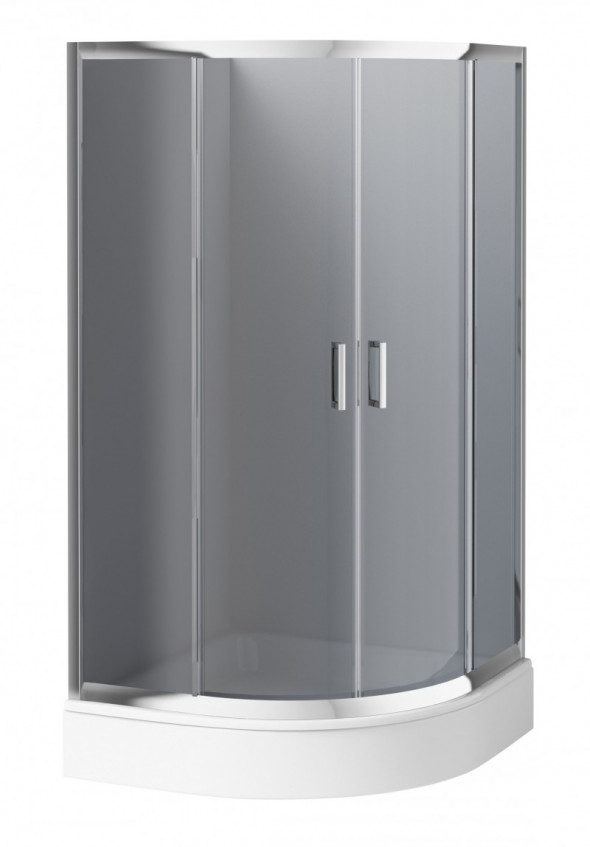 Deante Funkia kabina półokrągła niska drzwi rozsuwane 80x80 chrom szkło grafitowe KYP454K