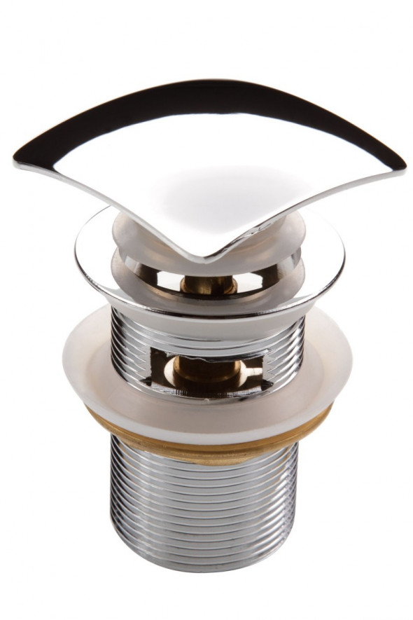 Deante korek umywalkowy click-clack kwadratowy z przelewem chrom połysk NHC011B