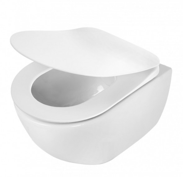 Deante Peonia Zero muszla wisząca bezkołnierzowa + deska slim  51cm biały CDE6ZPW + CDE6SOZ