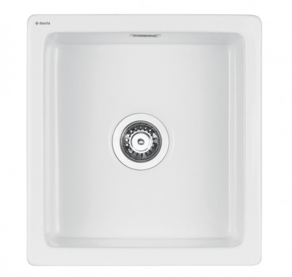 Deante Sabor zlewozmywak ceramiczny 1 komora bez ociekacza biały połysk ZCB6103