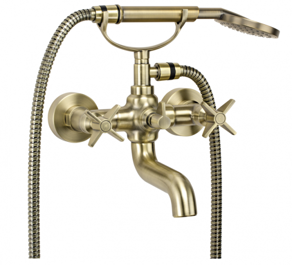 Deante Temisto bateria wannowa ścienna mosiądz BQTM11D