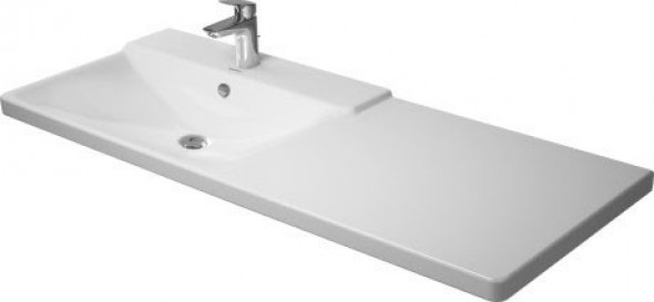 Duravit P3 Comforts umywalka meblowa 125x50 cm z przelewem, z trzema otworami na baterię , komora po lewej stronie biały alpin 2333120030