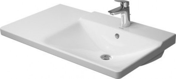 Duravit P3 Comforts umywalka meblowa 85x50 cm z przelewem, bez otworu na baterię , komora po prawej stronie biały alpin 2334850060