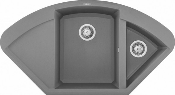 Elleci Easy Corner zlewozmywak narożny 1,5 komory z ociekaczem wpuszczany w blat M73 titanium Metaltek LMYCOR73