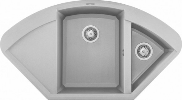 Elleci Easy Corner zlewozmywak narożny 1,5 komory z ociekaczem wpuszczany w blat M79 aluminium Metaltek LMYCOR79