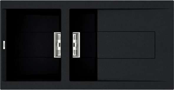 Elleci Smart 475 zlewozmywak 1,5 komory z ociekaczem wpuszczany w blat K86 czarny KeratekPlus LKI47586SMT