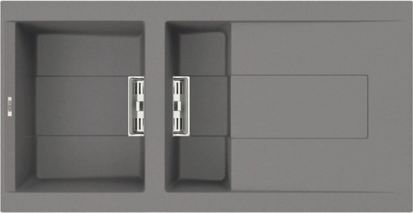 Elleci Smart 475 zlewozmywak 1,5 komory z ociekaczem wpuszczany w blat K97 jasnoszary KeratekPlus LKI47597SMT