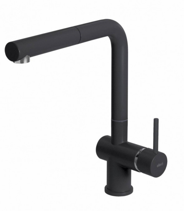 Elleci Stream Plus bateria kuchenna zlewozmywakowa z wyciąganą wylewką Granitek G40 czarny MGKSTP40