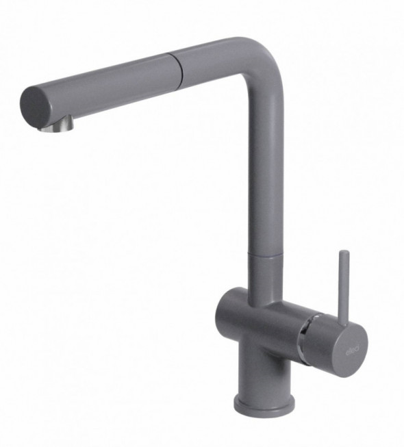 Elleci Stream Plus bateria kuchenna zlewozmywakowa z wyciąganą wylewką Metaltek M73 titanium MMKSTP73