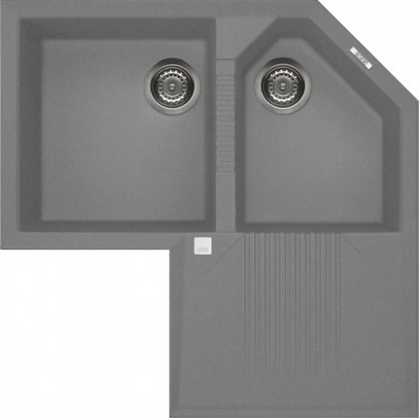 Elleci Tekno Corner zlewozmywak narożny 2 komory z ociekaczem G48 Cemento Granitek LGTCOR48