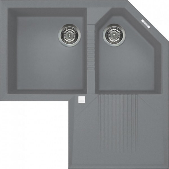 Elleci Tekno Corner zlewozmywak narożny 2 komory z ociekaczem M73 Titanium Metaltek LMTCOR73