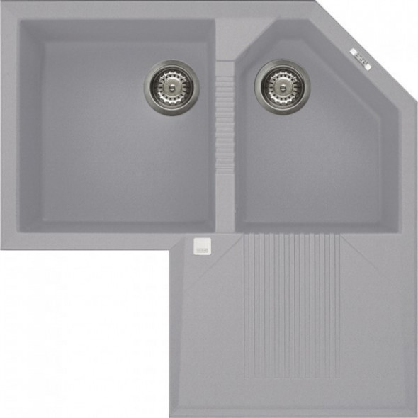 Elleci Tekno Corner zlewozmywak narożny 2 komory z ociekaczem M79 Aluminium Metaltek LMTCOR79