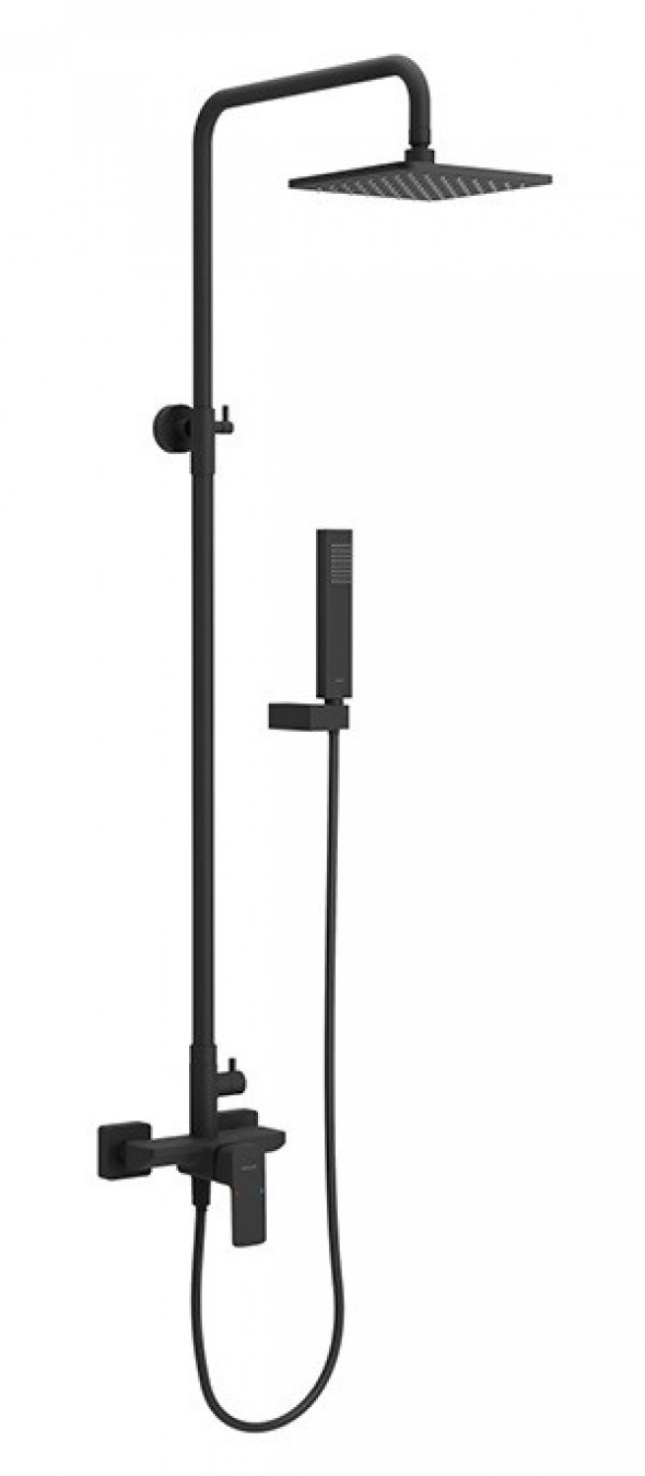 Excellent Keria Rain zestaw prysznicowy z deszczownicą 20x20 czarny mat AREX.2081BL