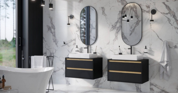 Excellent Revia lustro owalne 100x50 w ramie czarny mat DOEX.RE100.050.BL