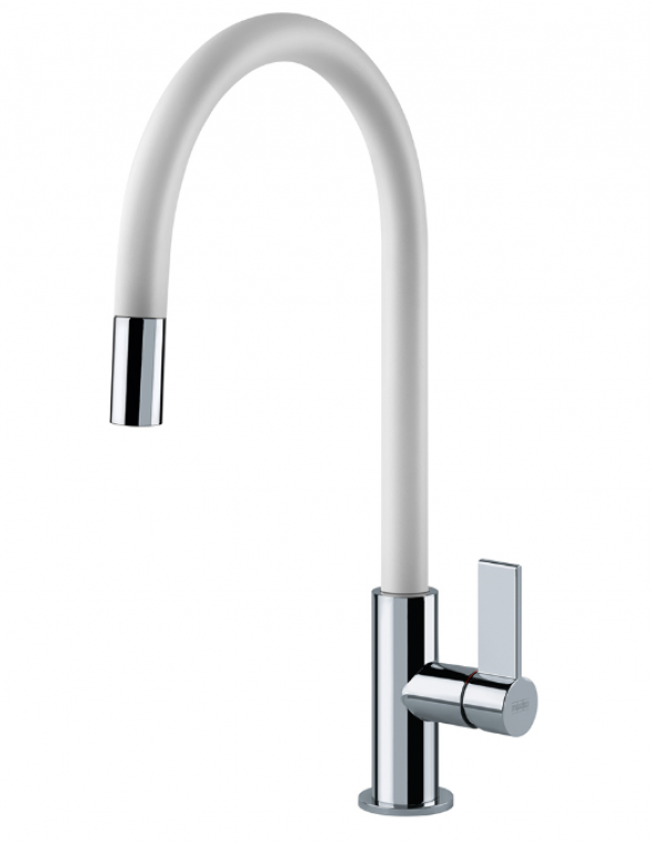 Franke Ambient Evo bateria kuchenna z wyciąganą wylewką chrom/biały 115.0373.949