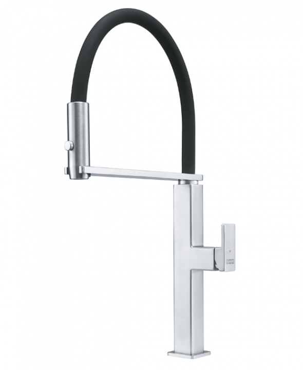 Franke Centinox Neo Pull-Down bateria kuchenna z ruchomą wylewką stal szlachetna/czarny 115.0547.855