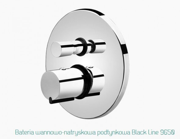 Fromac Black Line bateria wannowo-prysznicowa podtynkowa czarny mat/chrom 9650