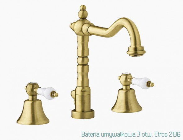 Fromac Etros bateria umywalkowa 3-otworowa z korkiem automatycznym brąz antyczny 2136BR