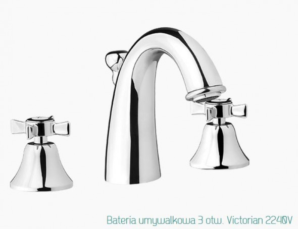 Fromac Victorian bateria umywalkowa 3-otworowa z korkiem automatycznym chrom 2240V