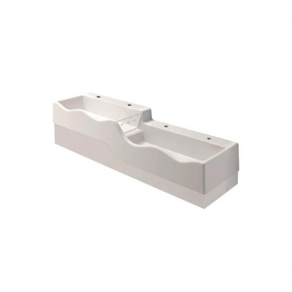 Geberit Bambini umywalka wisząca dla dzieci z czterema otworami na baterię bez przelewu z głębszą umywalką po prawej stronie 180x41,5 cm cm Varicor biel alpejska 430050016