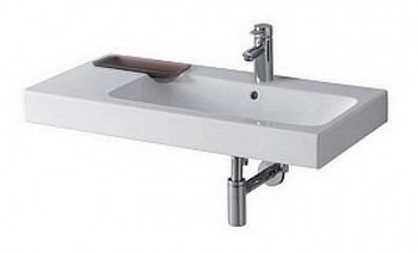 Geberit iCon umywalka meblowa z otworem na baterię z przelewem z mydelniczką po lewej stronie 90x48,5 cm ceramika biały 124195000