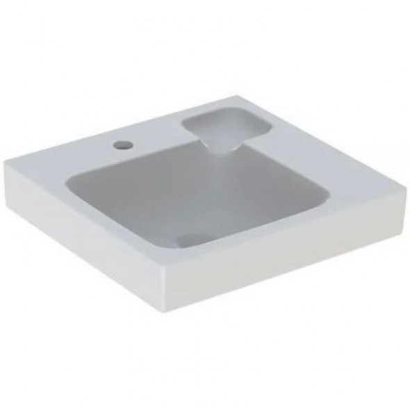 Geberit iCon umywalka meblowa z otworem na baterię z przelewem z mydelniczką po prawej stronie 50x48,5 cm ceramika biały 124050000