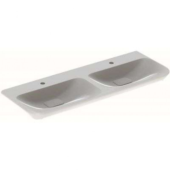 Geberit myDay umywalka meblowa podwójna z dwoma otworami na baterię bez przelewu 130x48 cm ceramika biały 135430600