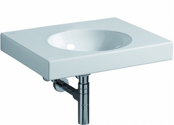 Geberit Preciosa II umywalka wisząca bez otworu na baterię bez przelewu z powierzchnią odkładczą 60x50 cm ceramika biały 123261000