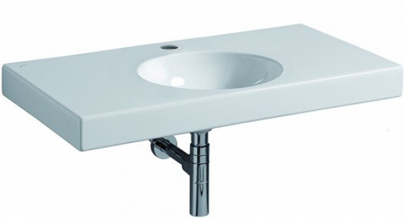 Geberit Preciosa II umywalka wisząca z otworem na baterię bez przelewu z powierzchnią odkładczą 90x50 cm ceramika biały 123292000