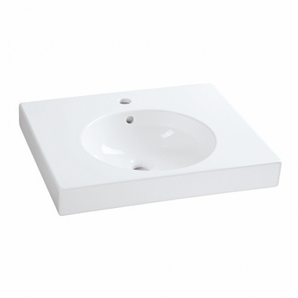 Geberit Preciosa II umywalka wisząca z otworem na baterię z przelewem z powierzchnią odkładczą 60x50 cm ceramika biały 123260000