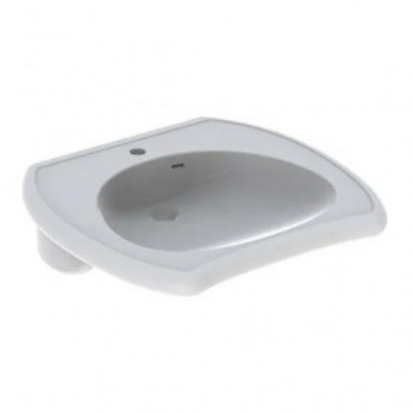 Geberit Vitalis umywalka wisząca z otworem na baterię bez przelewu dla osób niepełnosprawnych 55x55 cm ceramika biały 221555000