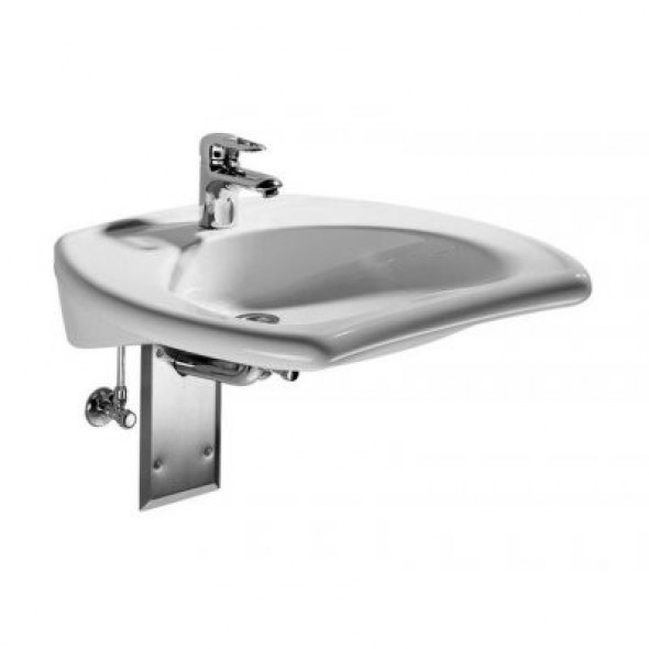 Geberit Vitalis umywalka wisząca z otworem na baterię bez przelewu dla osób niepełnosprawnych 65x60 cm ceramika biały 121565000