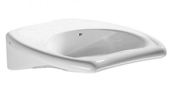 Geberit Vitalis umywalka wisząca z otworem na baterię z przelewem dla osób niepełnosprawnych 55x55 cm ceramika biały 221556000