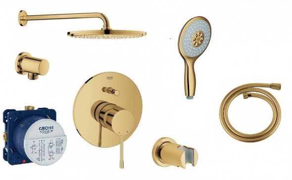 Grohe Essence zestaw podtynkowy z deszczownicą 31x31 kompletny złoty polerowany cool sunrise - OD RĘKI !!!