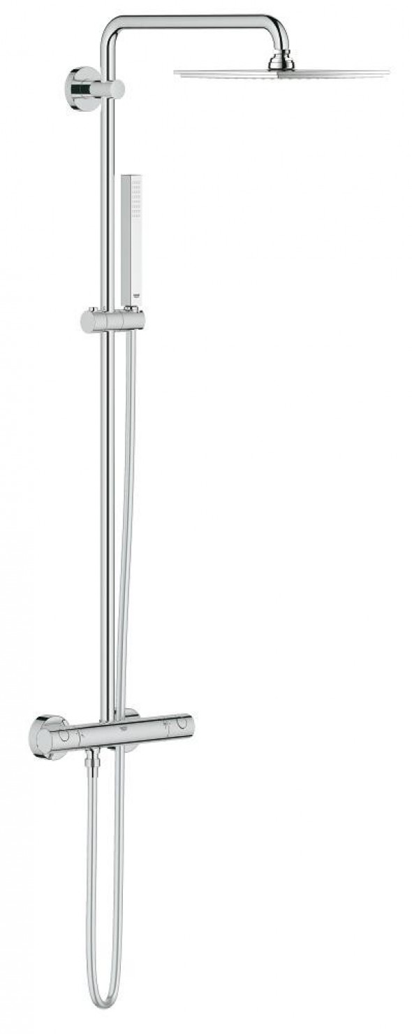 Grohe Euphoria Cube zestaw prysznicowy termostatyczny z deszczownicą 23x23 chrom 26187000