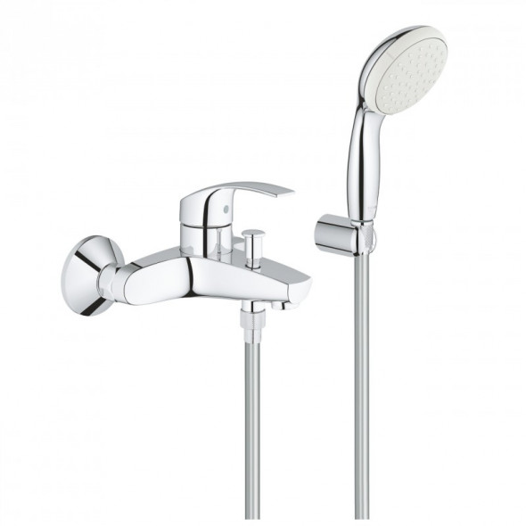 Grohe Eurosmart bateria wannowa ścienna z zestawem prysznicowym chrom 3330220A