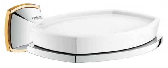 Grohe Grandera uchwyt z ceramiczną mydelniczką chrom/złoty 40628IG0