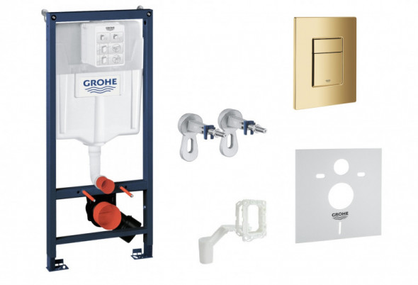 Grohe Rapid SL Fresh Skate Cosmopolitan stelaż podtynkowy do WC 5w1 kompletny z przyciskiem 38732GL0 Cool Sunrise złoty połysk