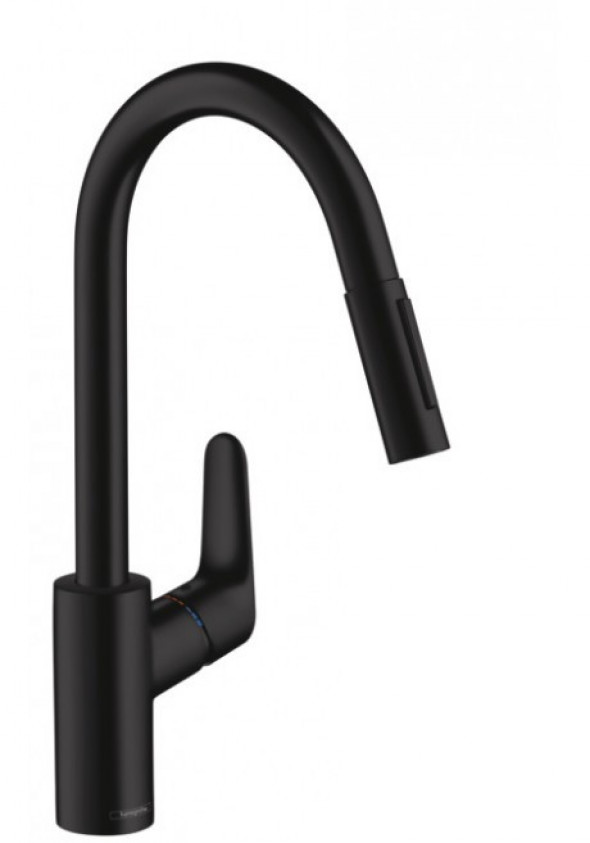 Hansgrohe 240 bateria kuchenna z wyciąganą wylewką czarny matowy 31815670