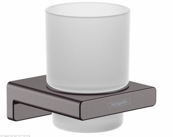 Hansgrohe AddStoris kubek wiszący szkło matowe/czarny chrom szczotkowany 41749340