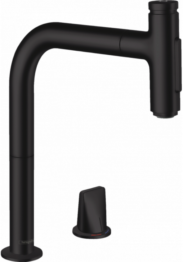 Hansgrohe M7120-H200 2-otworowa bateria kuchenna z wyciąganą wylewką czarny matowy 73818670