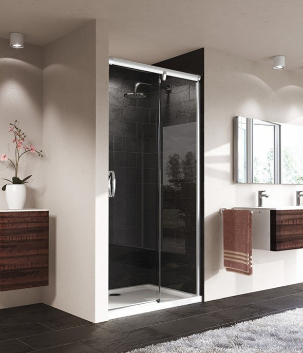 Huppe Aura elegance drzwi suwane 1-częściowe prawe 170 wys. 2000mm srebrny matowy przeźroczyste 401519.087.321