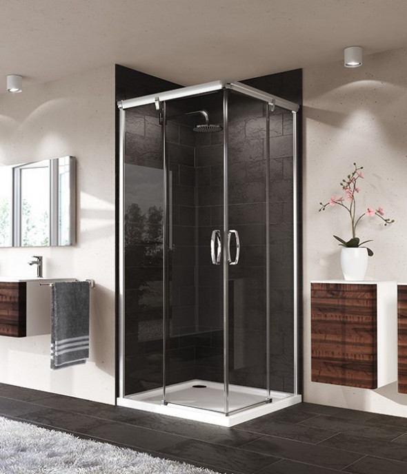 Huppe Aura elegance kabina kwadratowa 80x120 wys. 1900mm drzwi suwane srebrny matowy przeźroczyste 401306.087.321