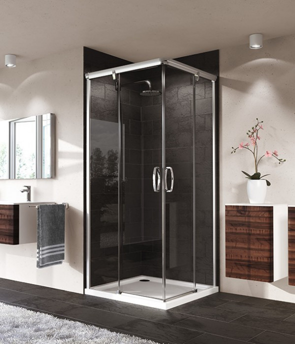 Huppe Aura elegance kabina kwadratowa 80x120 wys. 2000mm drzwi suwane srebrny matowy przeźroczyste 401313.087.321