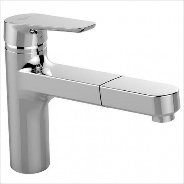 Ideal Standard Ceraplan III bateria kuchenna stojąca z wyciąganą wylewką niskociśnieniowa chrom B0957AA
