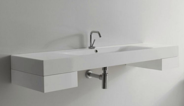 Kerasan Cento umywalka z blatem ceramicznym 140x45 biały 3535