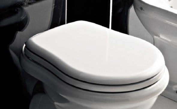 Kerasan Retro deska wolnoopadająca biały zawiasy chrom 108801